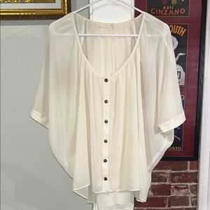 Lush Cream Button-Front Flow Blouse